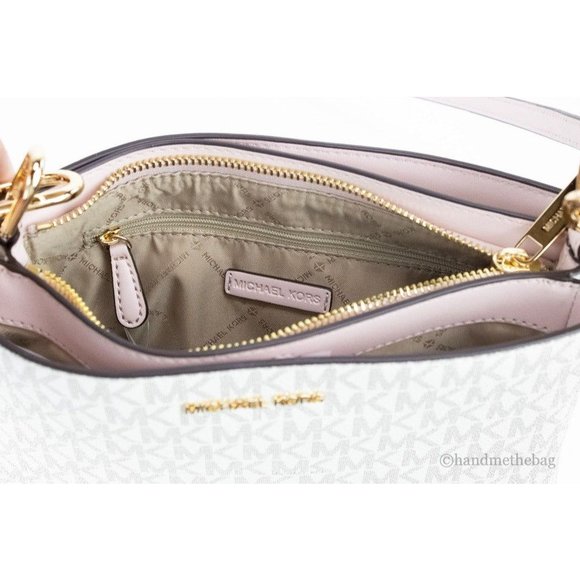 NEW Michael Kors Trisha Triple Compartment Crossbody Bag Vanilla Powder Pink PVC - Picture 9 of 13